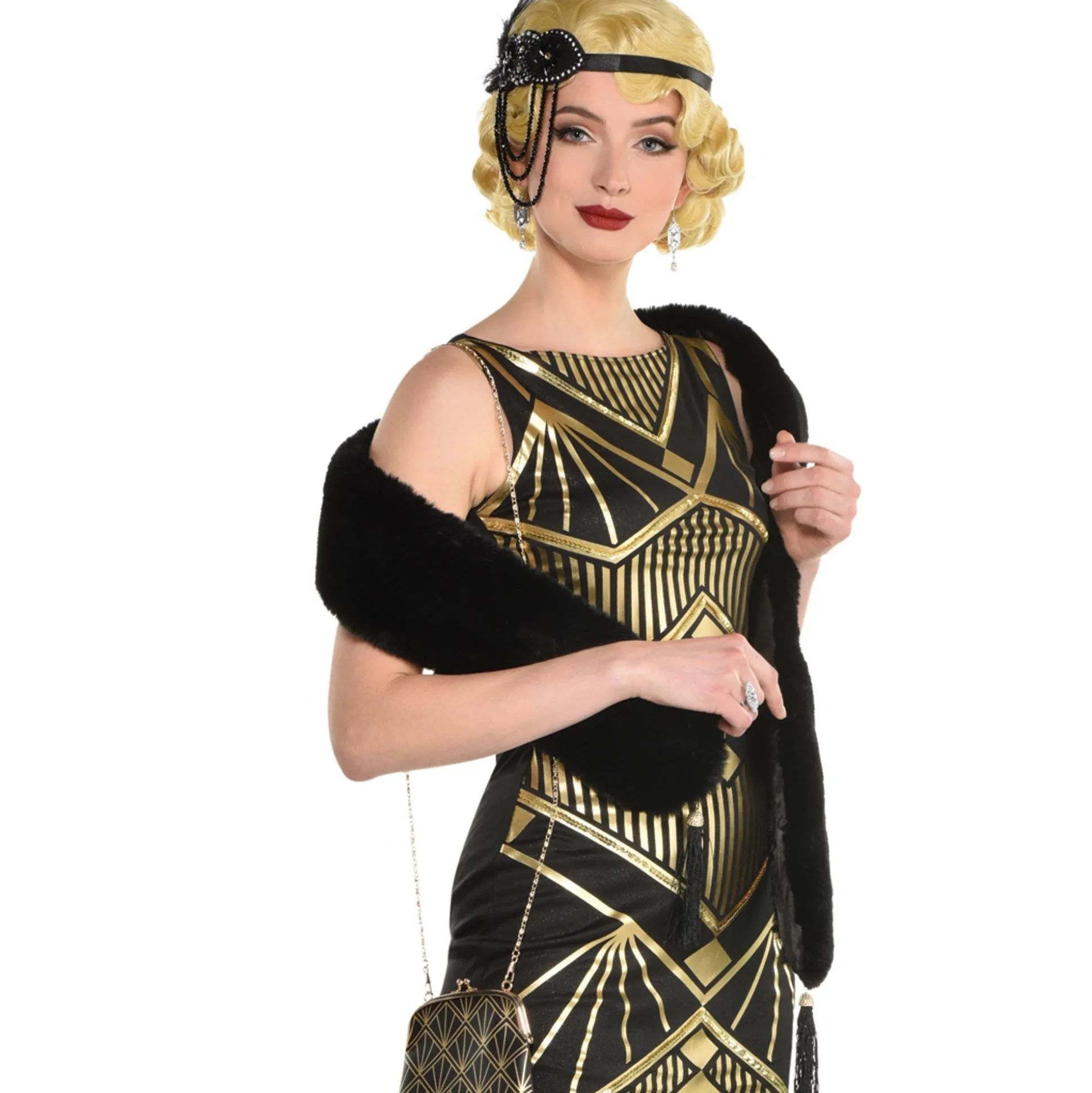 Shop Black Faux Fur Stole Boas