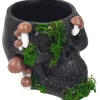 Party City Black Resin & Moss Skull & Mushroom Planter, 7.25In| Home Décor