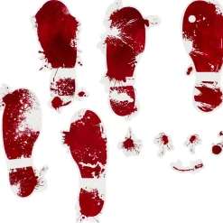 Party City Bloody Footprint Cling Decals 10Ct| Window & Wall Décor