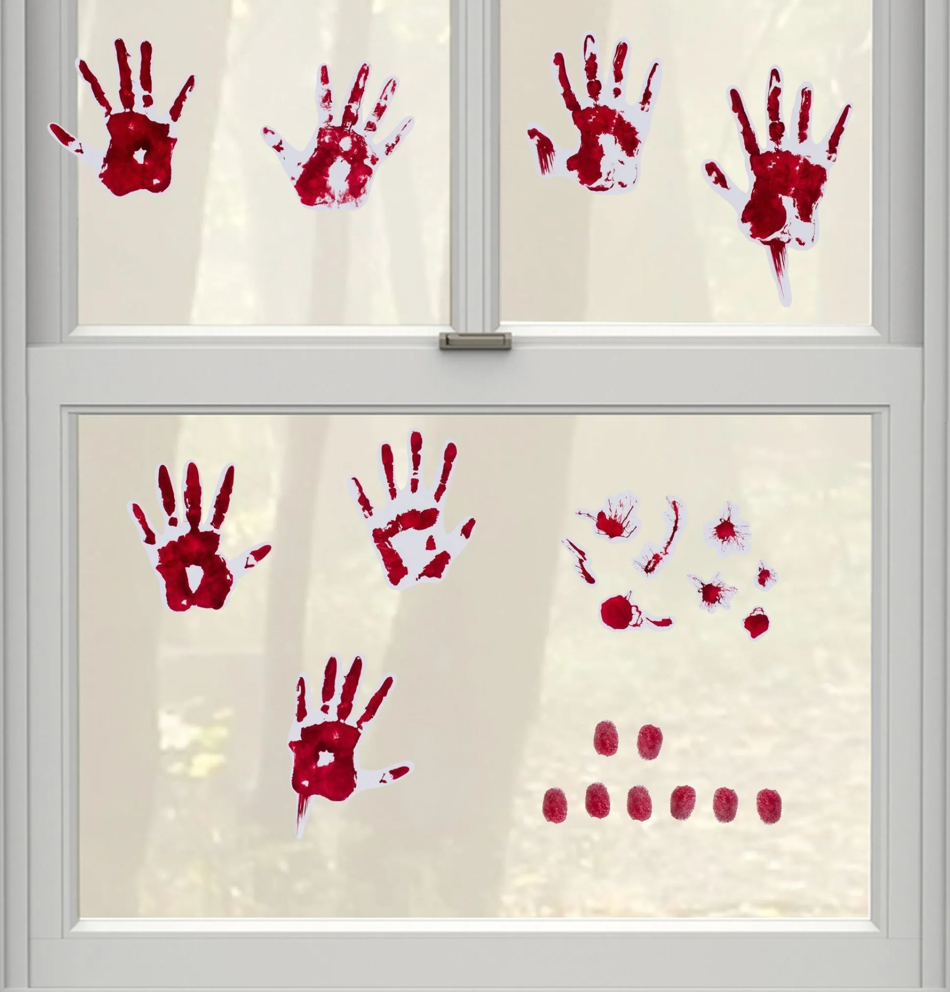Party City Bloody Hand Print Wall Decals 19Pc| Window & Wall Décor