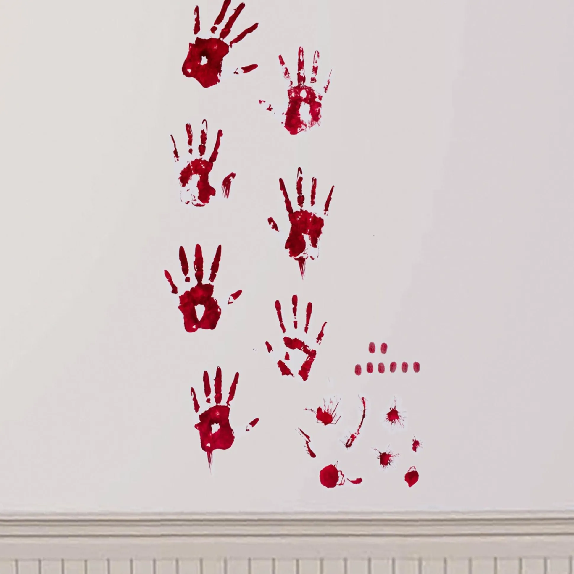 Party City Bloody Hand Print Wall Decals 19Pc| Window & Wall Décor