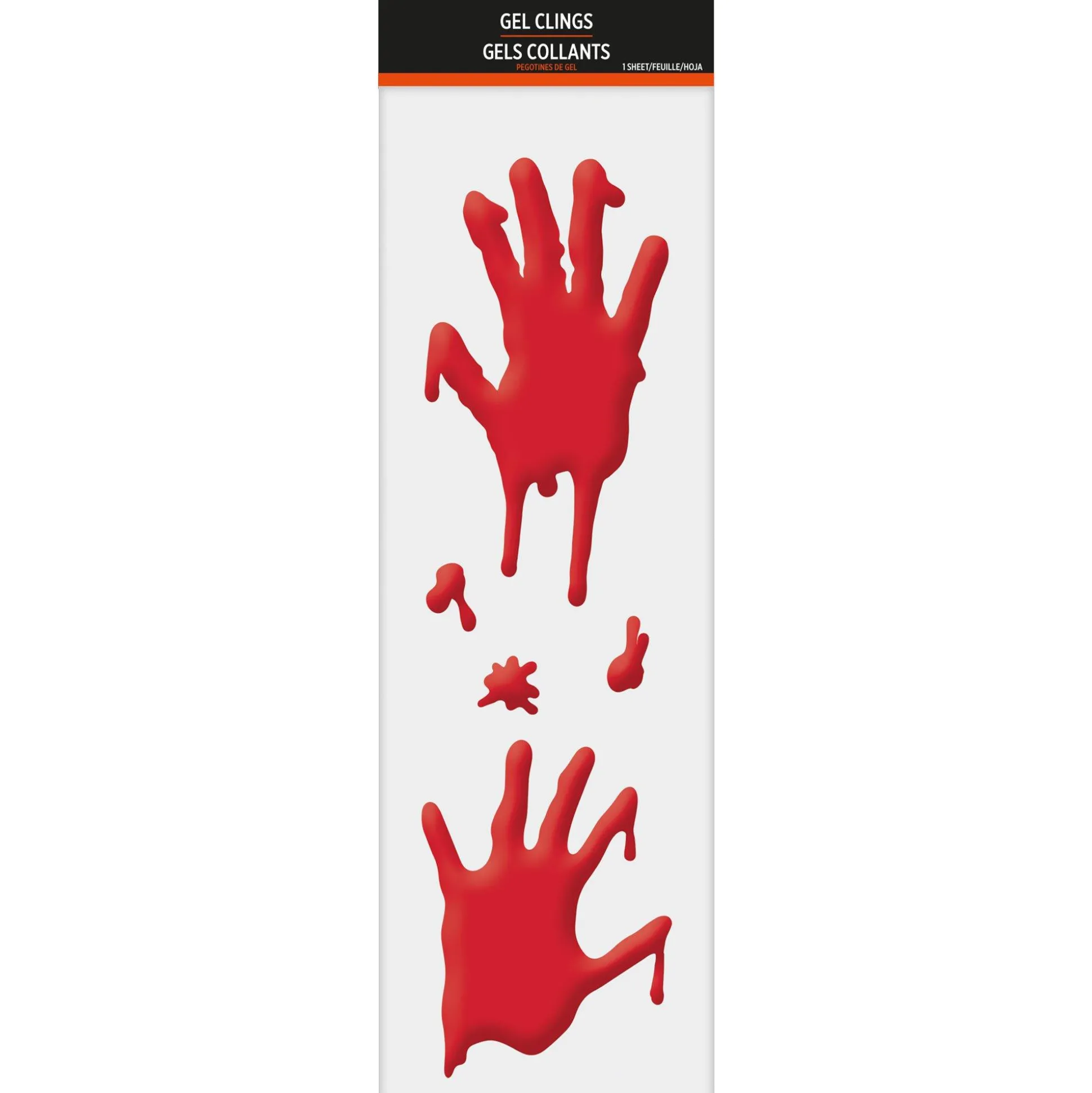 Party City Bloody Hands Gel Cling Decals 5Ct - Asylum| Window & Wall Décor