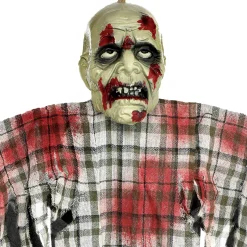Party City Bloody Zombie In Plaid Fabric & Plastic Hanging Decoration, 48In| Hanging Props