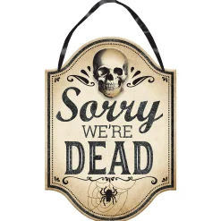 Party City Boneyard Sorry We'Re Dead Fiberboard Hanging Sign, 9.5In X 13.5In| Window & Wall Décor