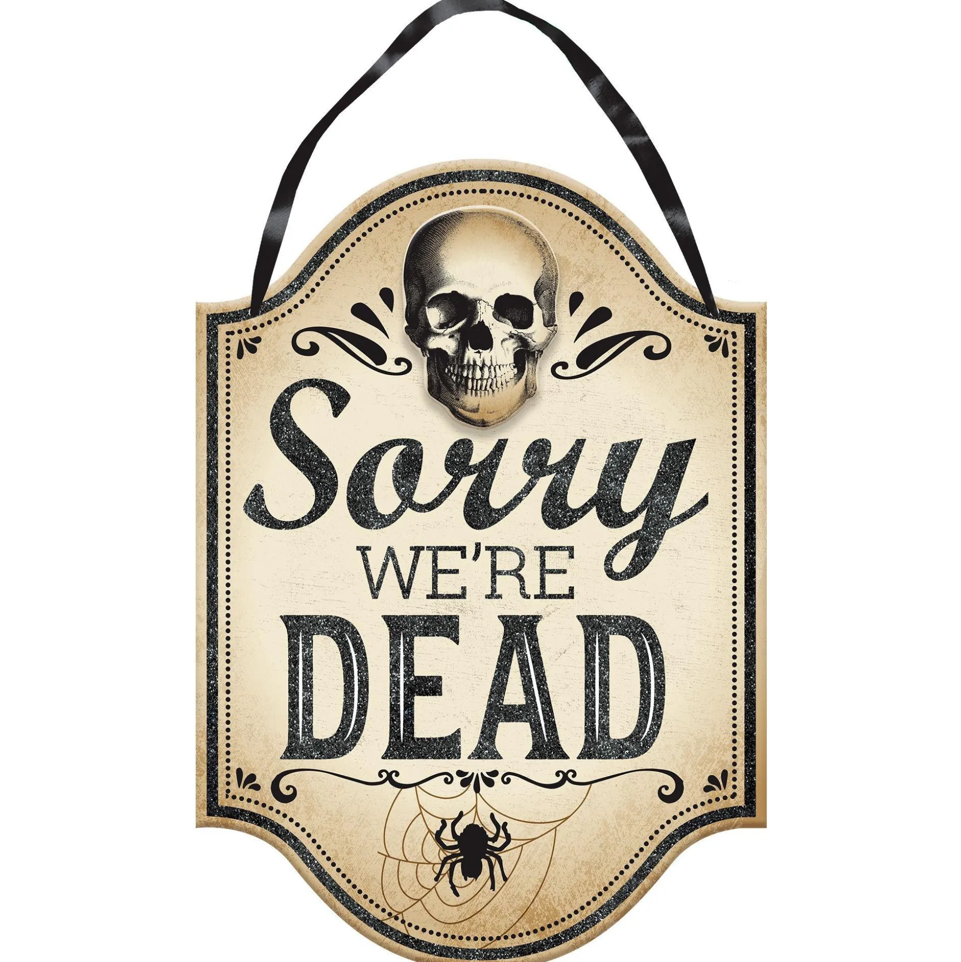 Party City Boneyard Sorry We'Re Dead Fiberboard Hanging Sign, 9.5In X 13.5In| Window & Wall Décor