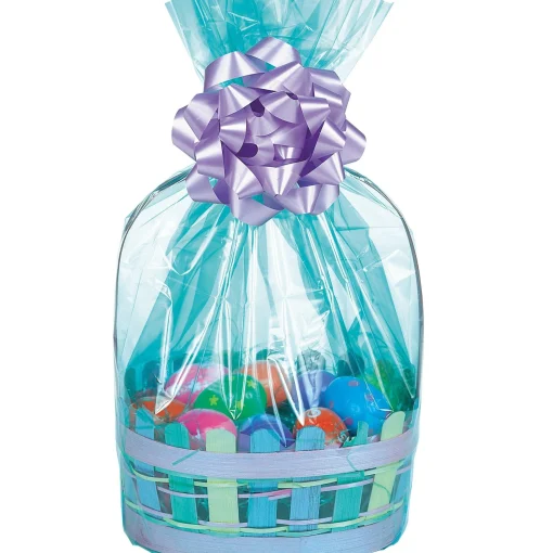Store Caribbean Blue Plastic Gift Basket Bags 2Ct Baking Supplies