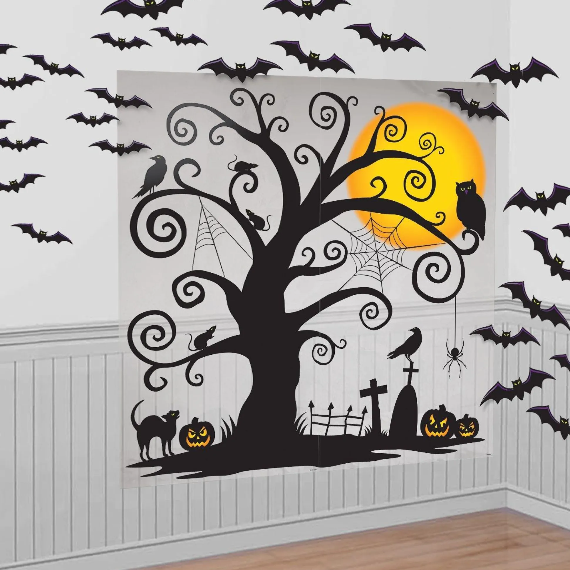 Party City Cemetery Scene Setter Kit 32Pc| Window & Wall Décor