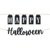 Party City Classic Black & White Happy Halloween Wood & Twine Banners, 6Ft, 2Ct| Window & Wall Décor