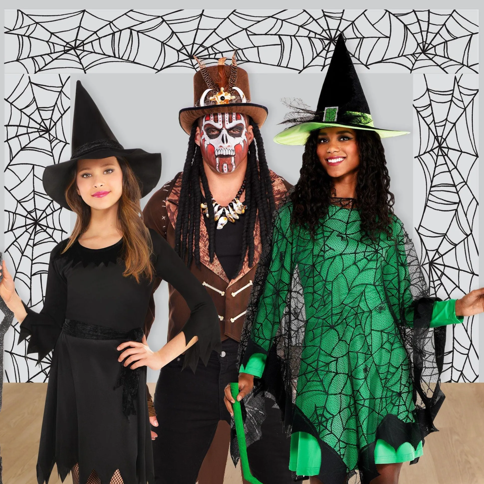 Party City Classic Black & White Spiderweb Plastic Scene Setter Add-Ons, 5.4Ft X 5.4Ft| Window & Wall Décor