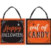 Party City Classic Orange & Black Halloween Out Of Candy Reversible Fiberboard Sign, 12In X 12In| Home Décor