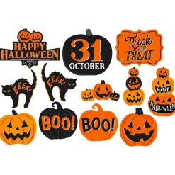 Party City Classic Orange & Black Halloween Cutouts, 12Ct| Window & Wall Décor
