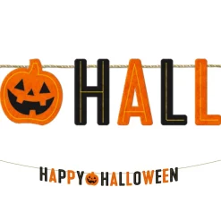 Party City Classic Orange & Black Happy Halloween Felt Letter Banner, 5.5Ft| Window & Wall Décor