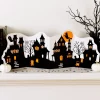 Party City Classic Orange & Black Haunted Village Paper & Plastic Table Decorating Kit, 2Pc| Home Décor
