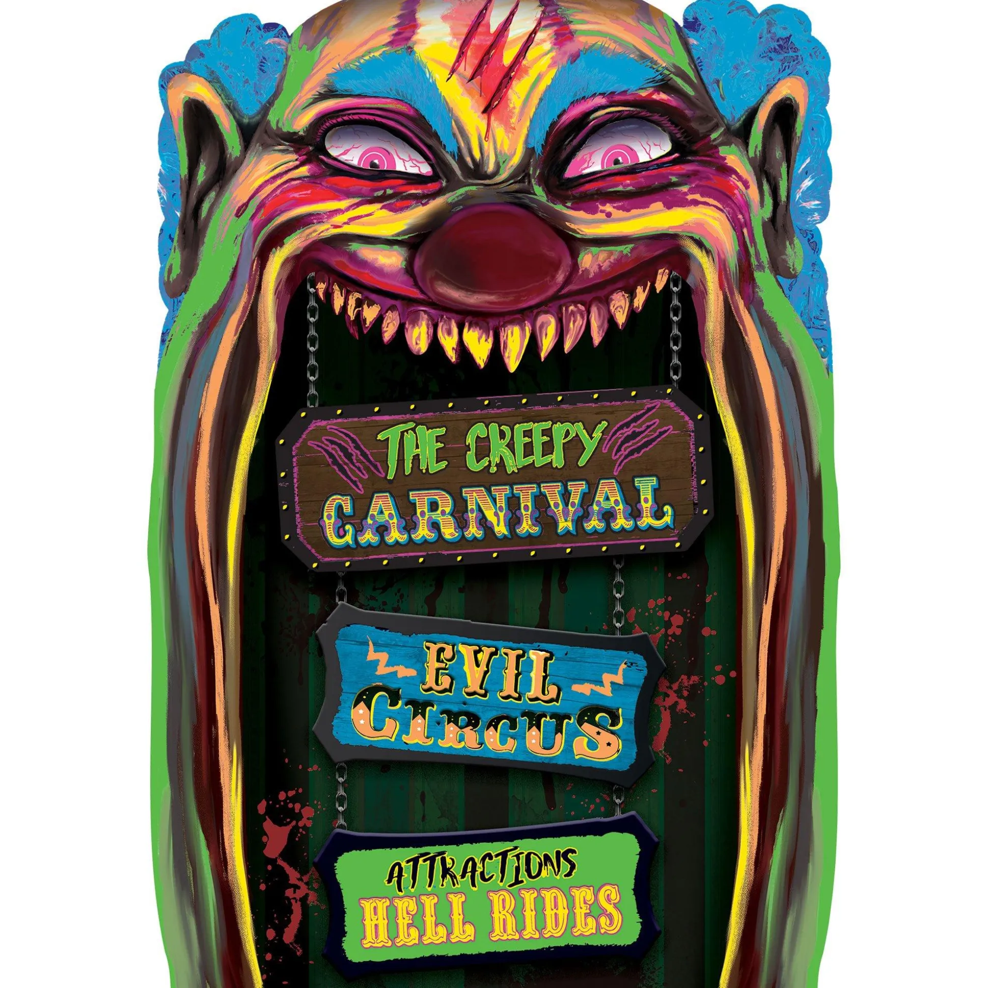 Party City Creepy Carnival Black Light Reactive Lenticular Plastic Cutout, 12In X 18In| Window & Wall Décor