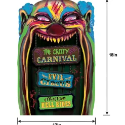 Party City Creepy Carnival Black Light Reactive Lenticular Plastic Cutout, 12In X 18In| Window & Wall Décor