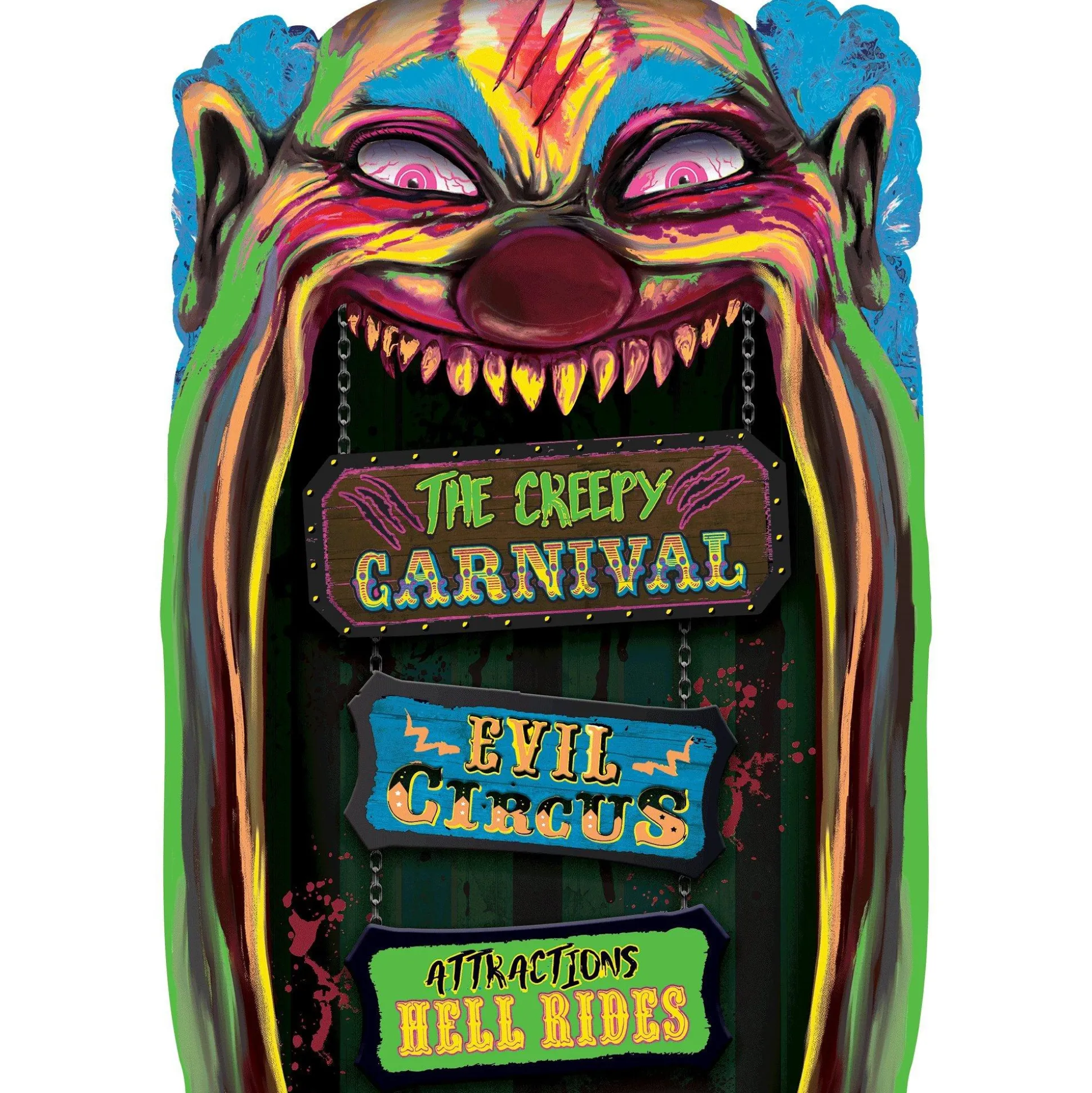 Party City Creepy Carnival Black Light Reactive Lenticular Plastic Cutout, 12In X 18In| Window & Wall Décor