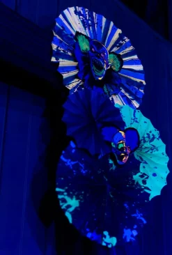 Party City Creepy Carnival Black Light Reactive Paper Fan Decorating Kit, 15Pc| Decorations