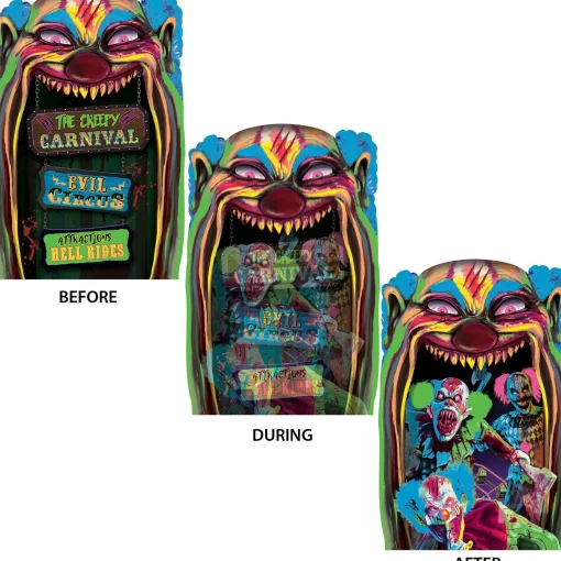 Party City Creepy Carnival Black Light Reactive Lenticular Plastic Cutout, 12In X 18In| Creepy Carnival