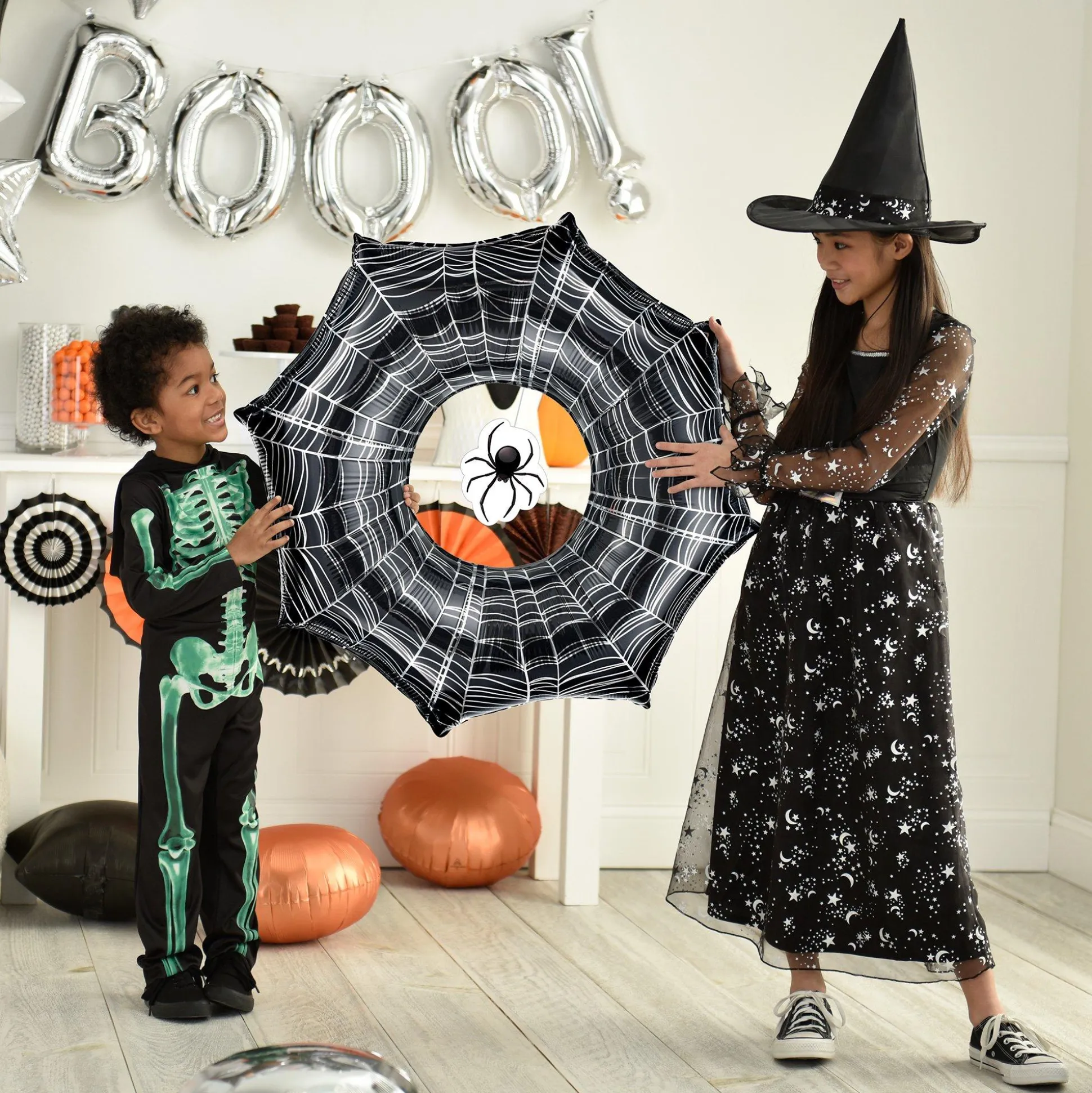 Party City Creepy Spiderweb Foil Balloon, 33In X 32In| Spiderweb Night