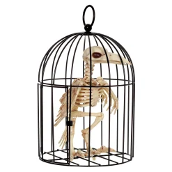 Party City Crow Skeleton In Metal Cage Decoration, 6.75In X 9.75In| Creatures