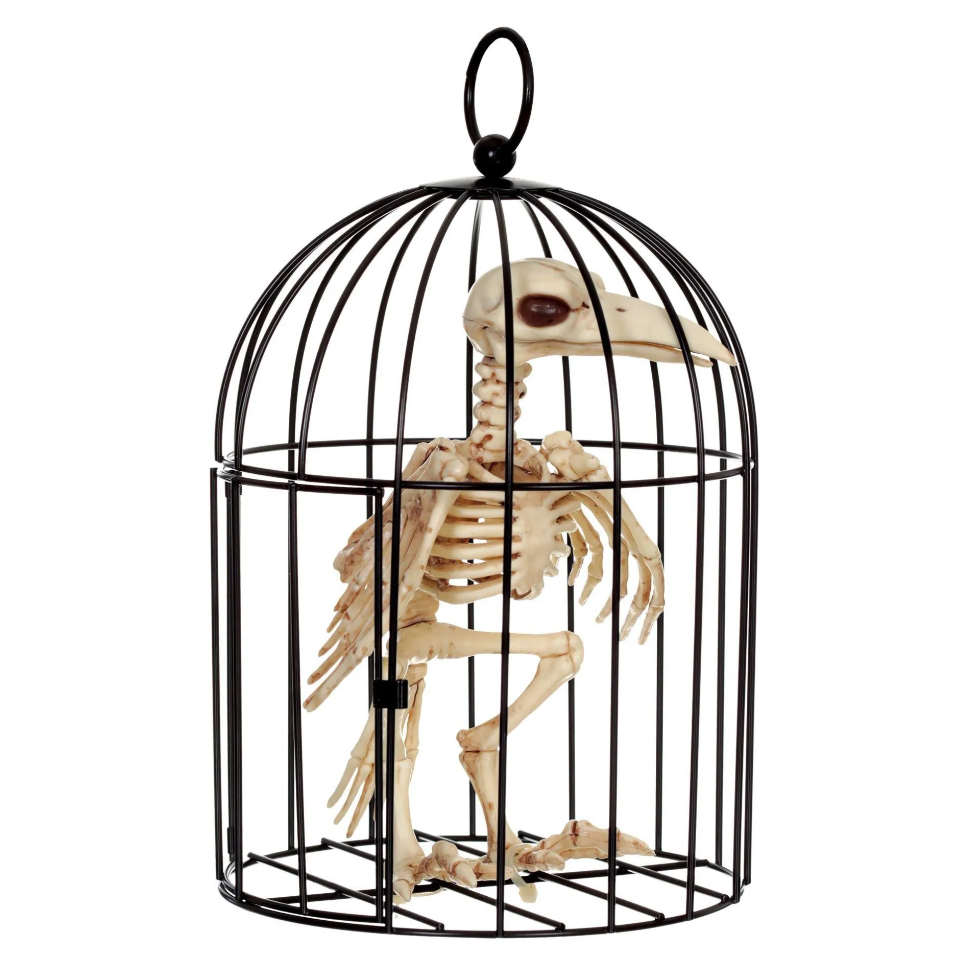 Party City Crow Skeleton In Metal Cage Decoration, 6.75In X 9.75In| Creatures