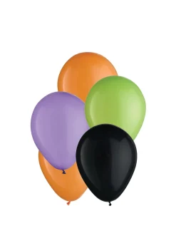 Party City 25Ct, 5In, Halloween 4-Color Mix Latex Balloons - Black, Green, Orange, & Purple| The Nightmare Before Christmas