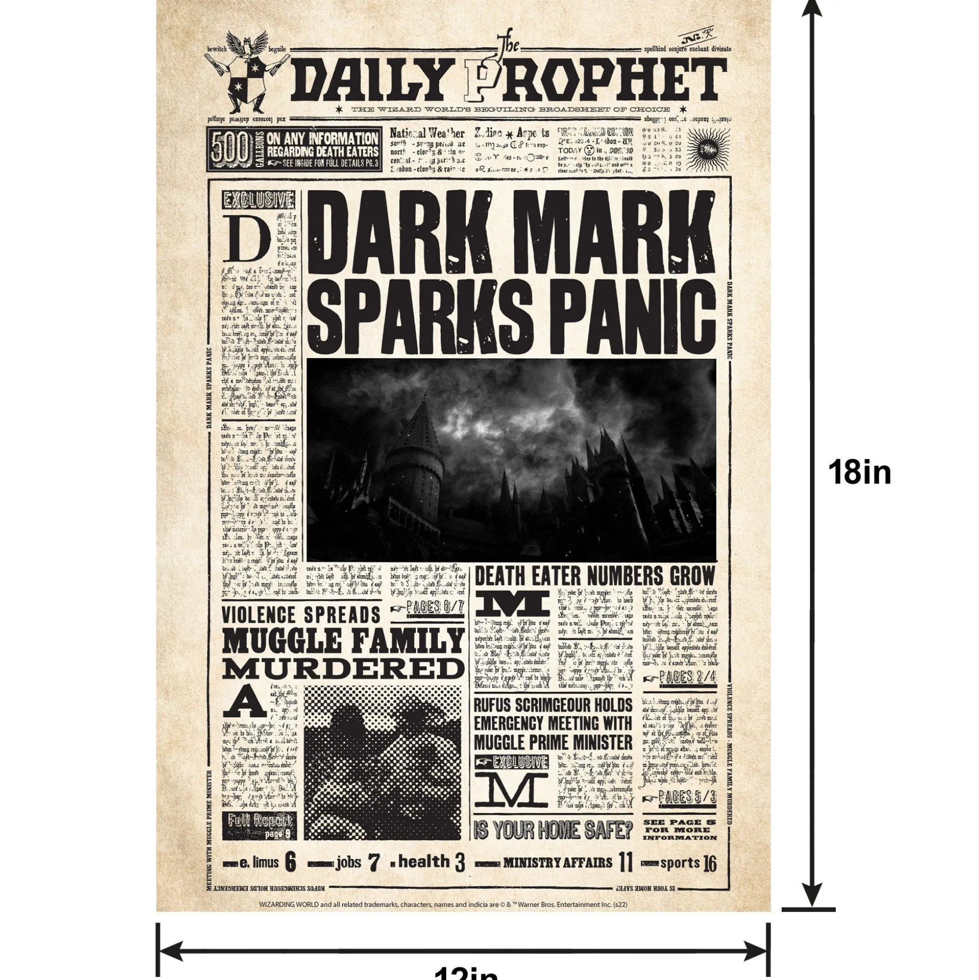 Party City Daily Prophet Lenticular Plastic Cutout, 12In X 18In - Harry Potter| Window & Wall Décor