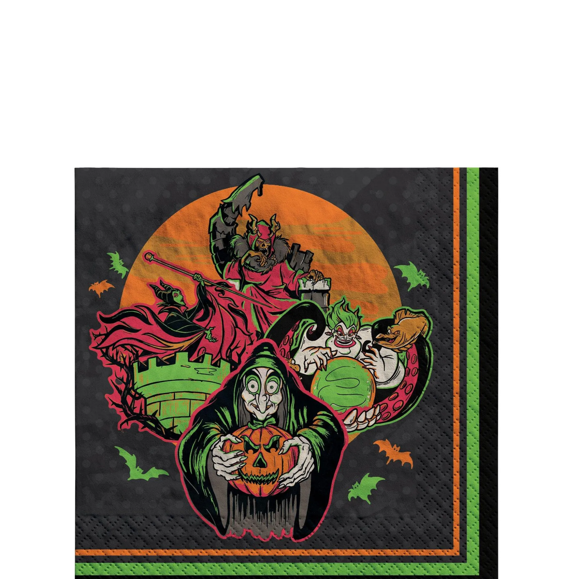 Party City Disney Villains Halloween Paper Beverage Napkins, 5In, 36Ct| Tableware & Serveware