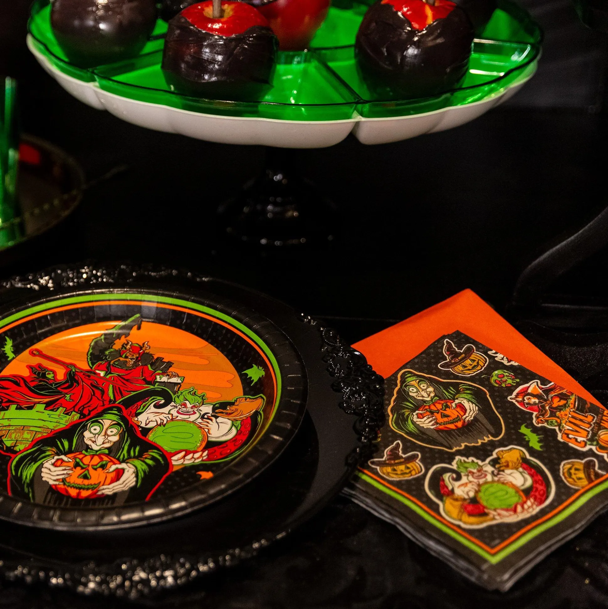 Party City Disney Villains Halloween Paper Beverage Napkins, 5In, 36Ct| Tableware & Serveware