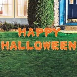 Party City Dripping Happy Halloween Plastic & Metal Yard Sign Set, 15In Letters, 14Pc| Decorations