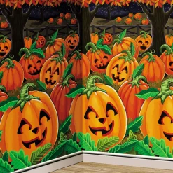 Party City Family Friendly Pumpkin Patch Plastic Scene Setter Room Roll, 40Ft| Window & Wall Décor