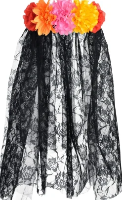 Sale Floral Black Lace Veil - Day Of The Dead Hats
