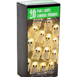 Party City Friendly Ghost Halloween Led Plastic String Lights, 20 Bulbs, 6.3Ft| Strobe Lights & Black Lights