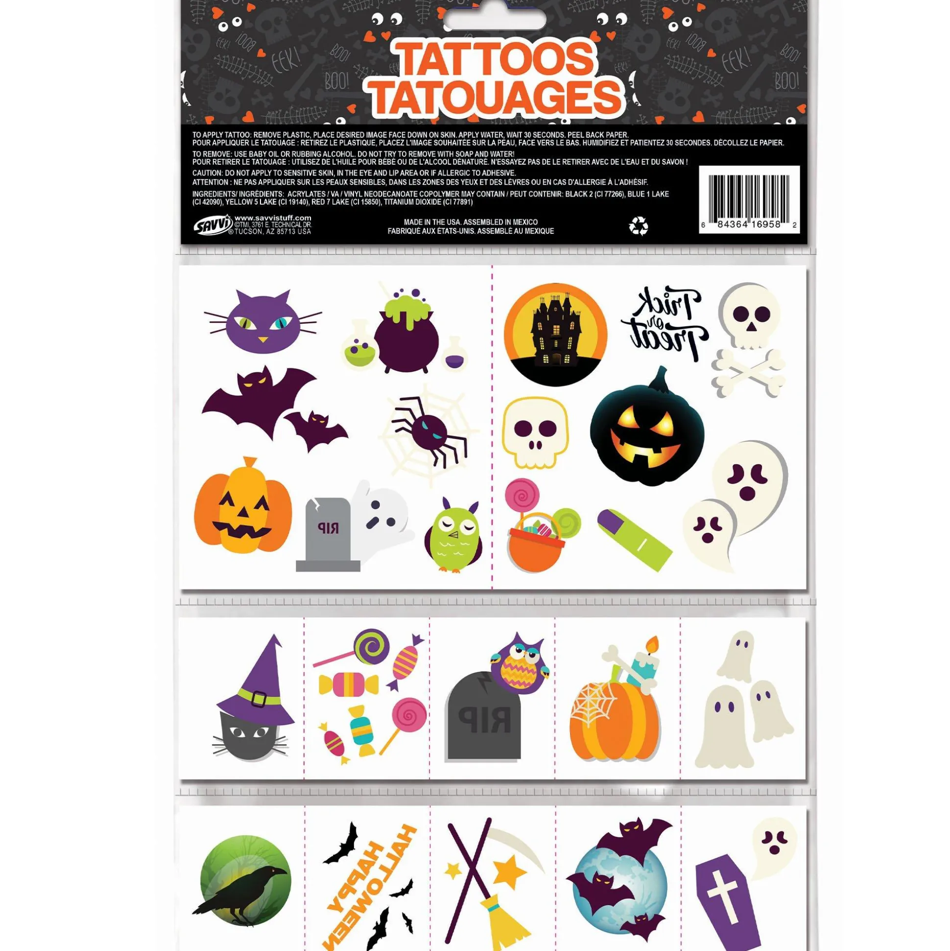 Cheap Friendly Halloween Temporary Tattoos, 50Pc Makeup