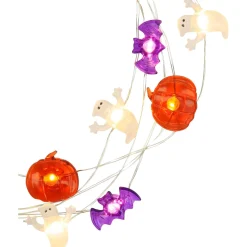 Party City Ghost, Bat & Pumpkin Halloween Led Plastic String Lights, 20 Bulbs, 6.3Ft| Strobe Lights & Black Lights