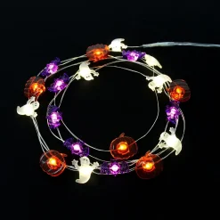 Party City Ghost, Bat & Pumpkin Halloween Led Plastic String Lights, 20 Bulbs, 6.3Ft| Strobe Lights & Black Lights