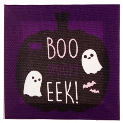 Party City Ghost Boo Eek Halloween Wood & Canvas Sign, 5In X 5In| Home Décor