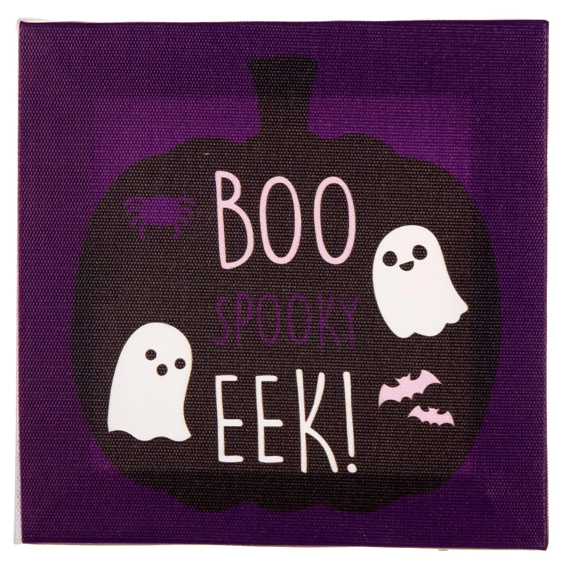 Party City Ghost Boo Eek Halloween Wood & Canvas Sign, 5In X 5In| Home Décor