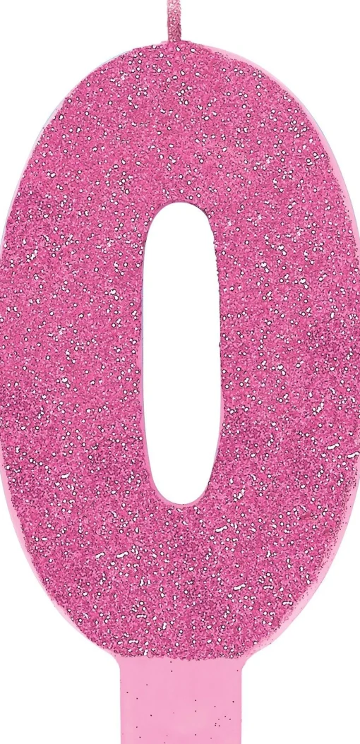 Outlet Giant Glitter Pink Number 0 Birthday Candle Baking Supplies