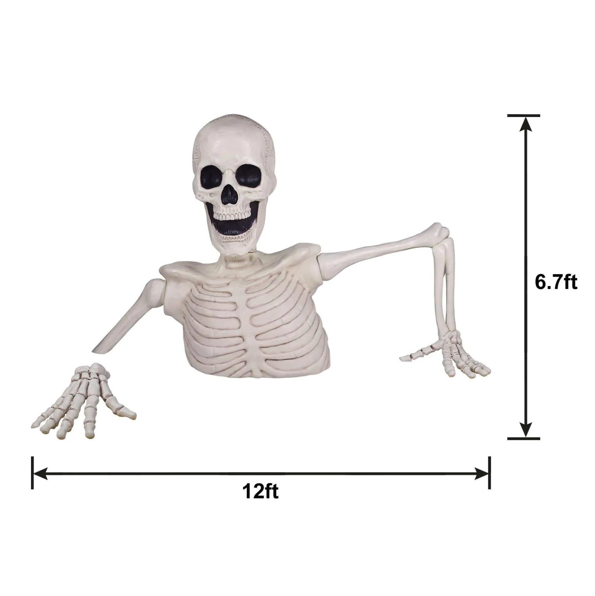 Party City Giant Rattles The Groundbreaking Skeleton Plastic Yard Decorating Kit, 8Pc| Animatronics