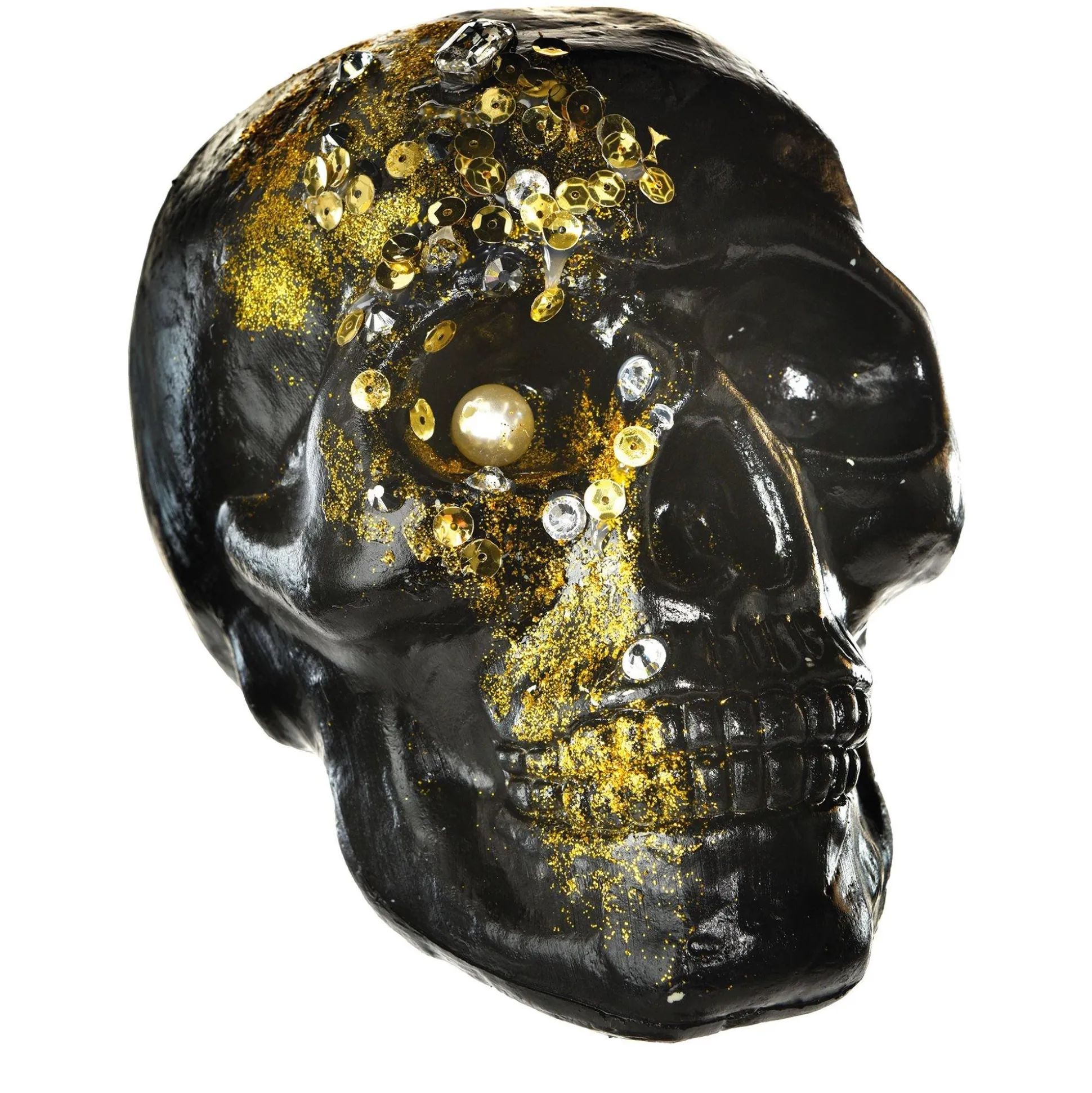 Party City Glitter Glam Boneyard Jeweled Skull Plastic Decoration, 6.5In X 8.75In| Home Décor