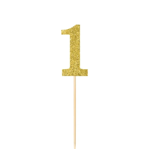 Store Glitter Gold Number 1 Picks 4Ct Baking Supplies