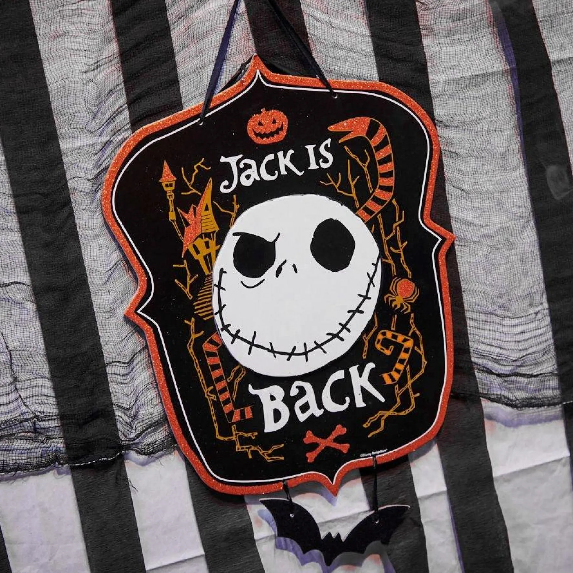 Party City Glitter Jack Skellington Sign - The Nightmare Before Christmas| Home Décor