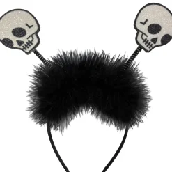 Clearance Glitter Skeleton Head Bopper Headbands, Tails