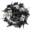 Party City Glitter Skull & Spider Foam & Fabric Wreath, 22In| Home Décor