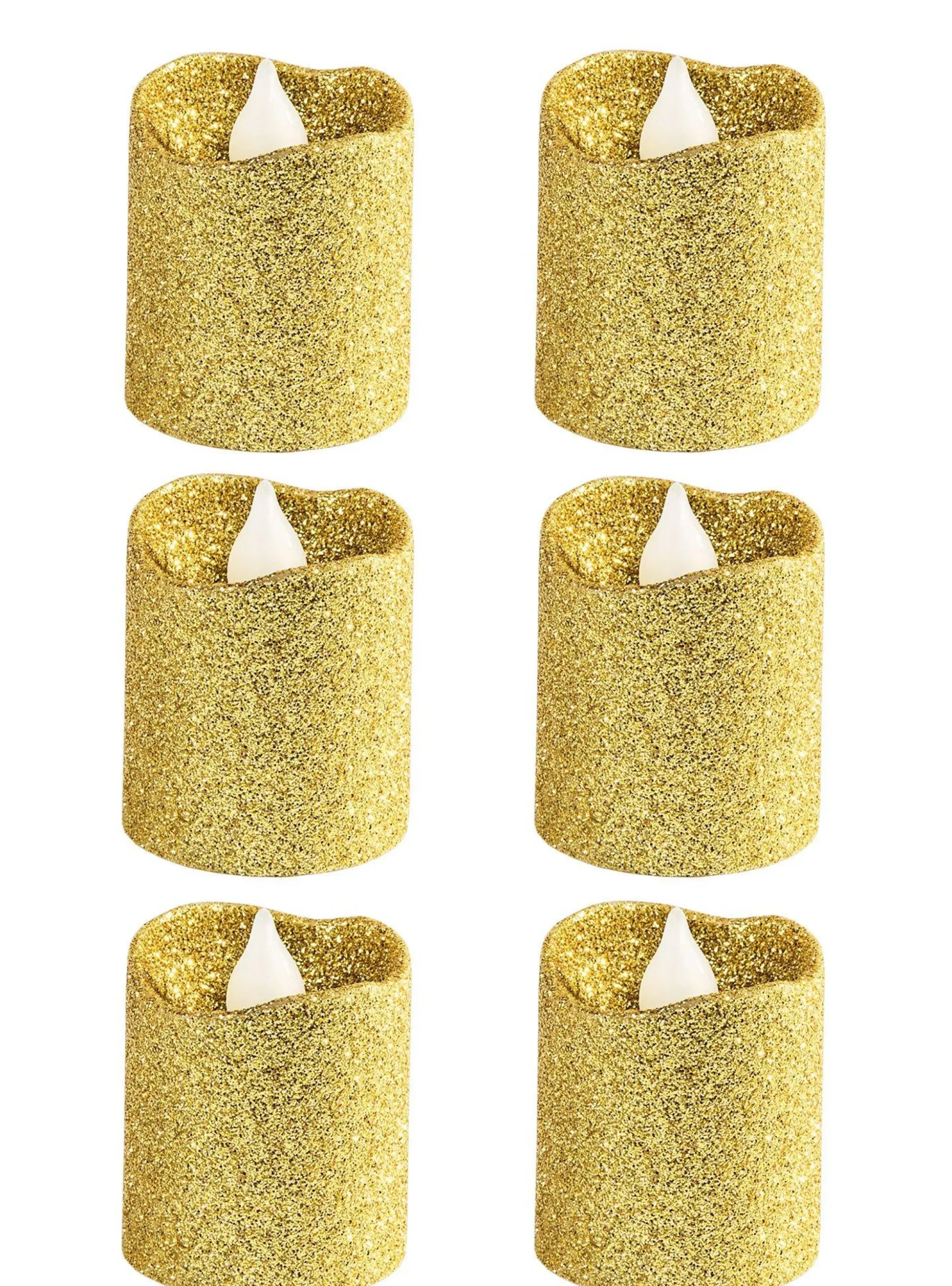 Party City Glitter Votive Flameless Led Candles 6Ct| Table Décor & Centerpieces