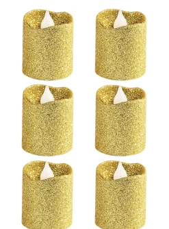 Party City Glitter Votive Flameless Led Candles 6Ct| Home Décor