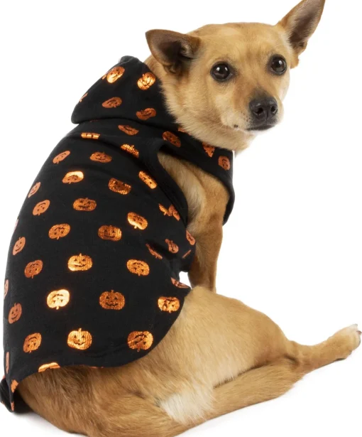 Sale Glowing Pumpkins Halloween Hoodie For Dogs Dog & Pet Costumes