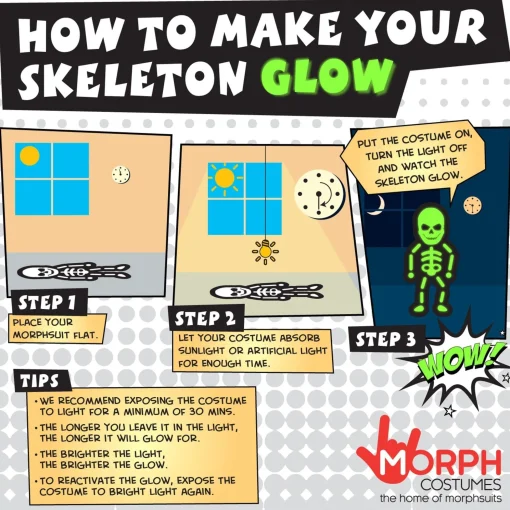 Party City Glow-In-The-Dark Skeleton Morphsuit Costume For Kids|Boy Scary