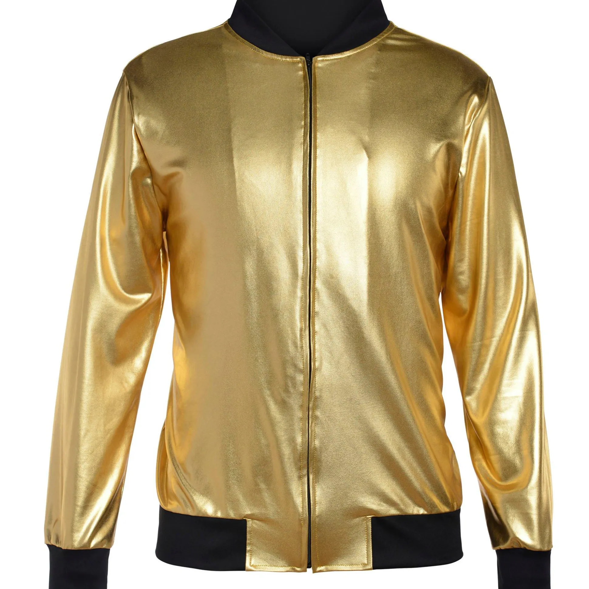 New Gold Hip Hop Track Jacket Men Decades